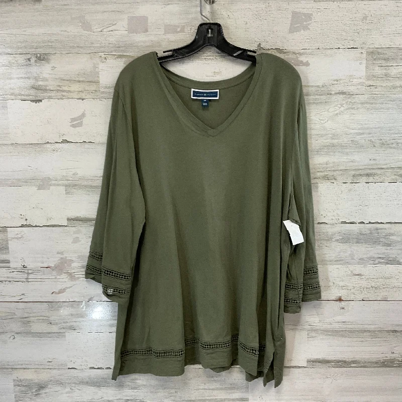 Top Long Sleeve Basic By Karen Scott In Green, Size: 3x Modern Men's 