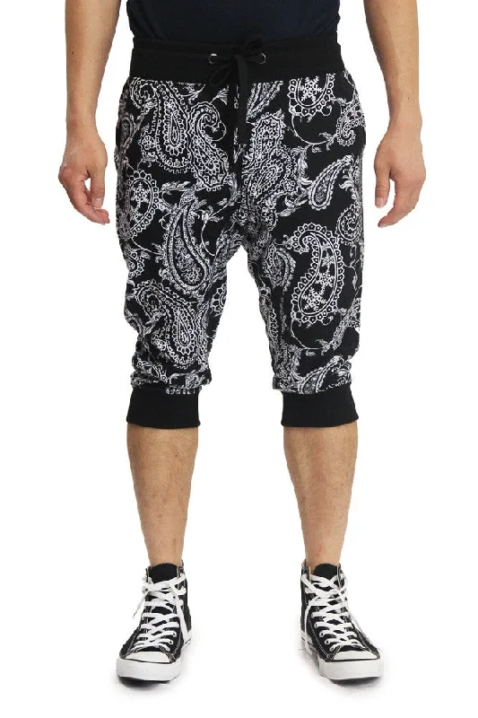 Men's Paisley French Terry Jogger Shorts Youthful Men's Pop