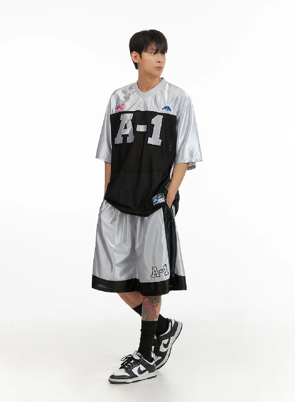 Men's Metallic Color Block Shorts IU418 Casual Men's Short