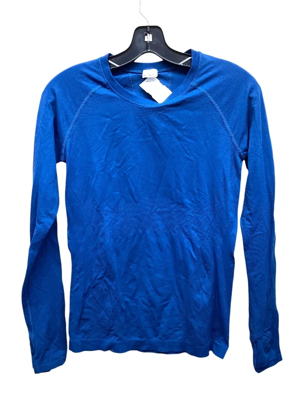 Athletic Top Long Sleeve Collar By Athleta In Blue Classic Men's Pin