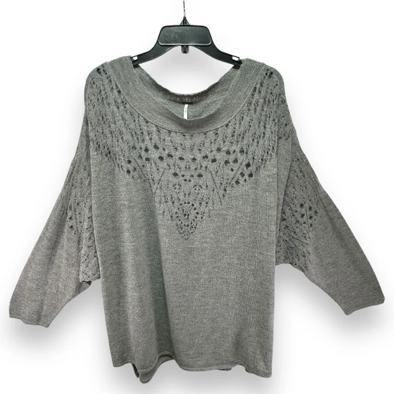 Alpaca Blend Pointelle Ballet Sweater By Free People In Grey, Size: L Vacation