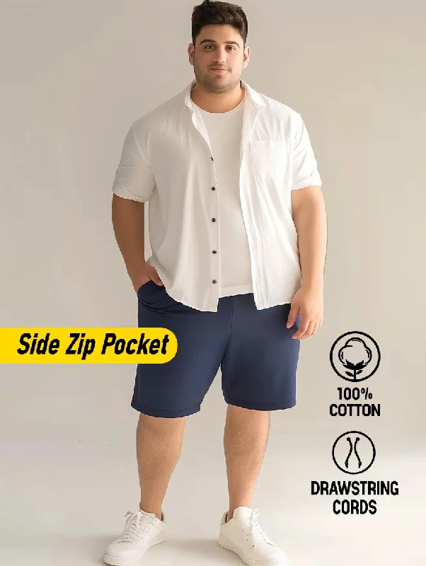 Solid Cotton Plus Size Shorts Dapper Men's Bow