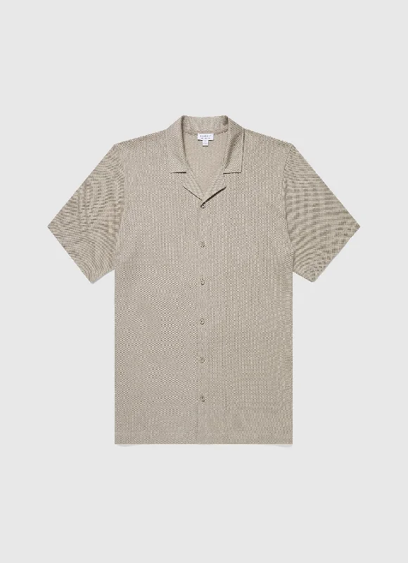 Men's Riviera Camp Collar Shirt in Ash Grey Casual Men's Loose