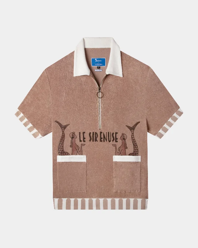 'Le Sirenuse' Half-Zip Cabana Terracotta Relaxed Men's Beach