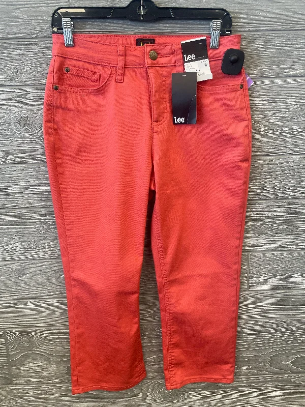 Orange Denim Jeans Straight Lee, Size 8 Gym