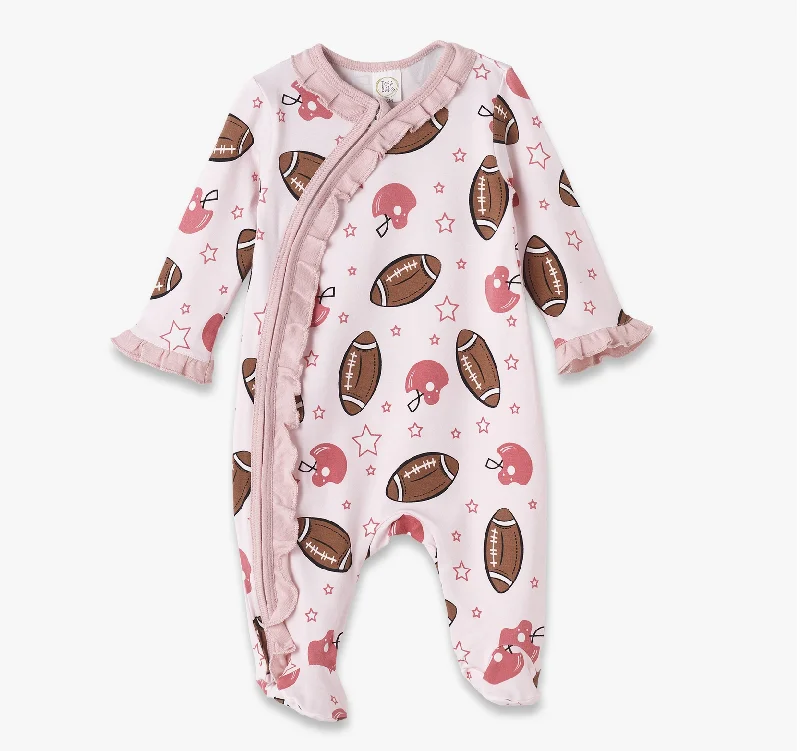 Game Day Zipper Ruffle Footie Vacation