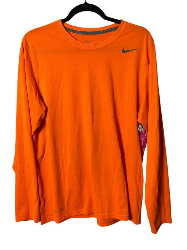 Athletic Top Long Sleeve Crewneck By Nike In Orange, Size: M Polished Men's Silk