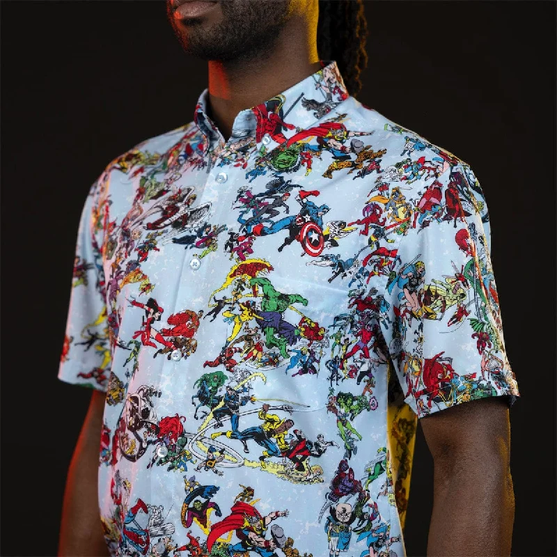 Marvel 85th Anniversary "There Goes My Hero" – KUNUFLEX Short Sleeve Shirt Beach