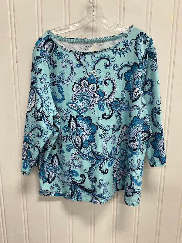 Top 3/4 Sleeve By Talbots In Paisley Print, Size: 3x Polished Men's Silk