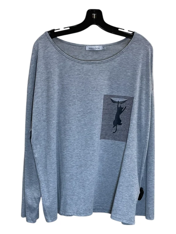 Top Long Sleeve By Misslook In Grey, Size: 3x Sleek Men's Metallic