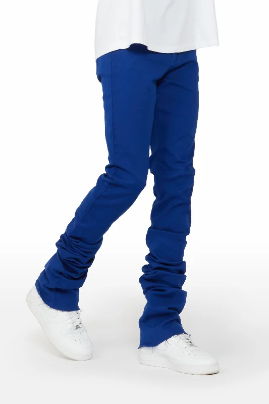 Faith Royal Blue Super Stacked Flare Jean Sporty Men's Athleisure 