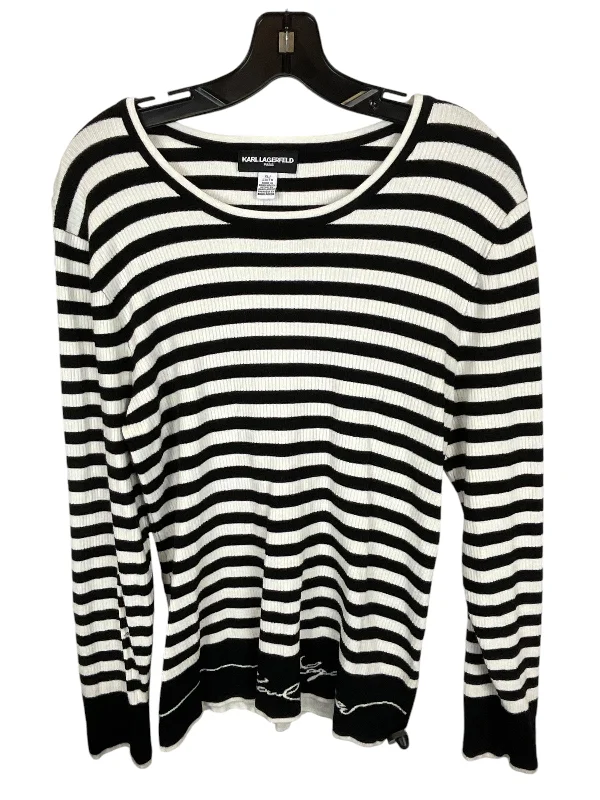 Top Long Sleeve Designer By Karl Lagerfeld In Striped Pattern, Size: Xl Edgy Men's Punk