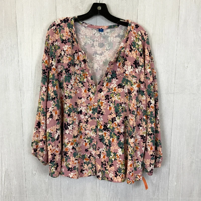 Top Long Sleeve By Old Navy In Floral Print, Size: 4x Vacation