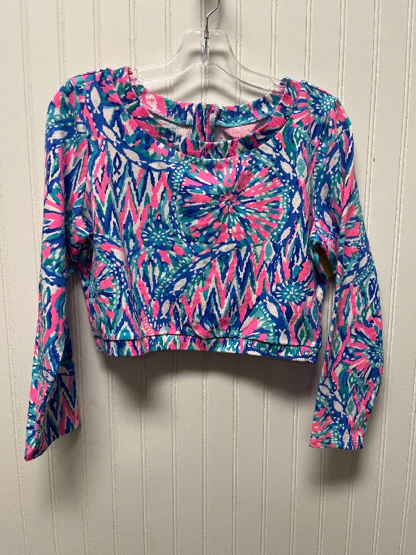 Top Long Sleeve Designer By Lilly Pulitzer In Blue & Pink, Size: L Unique Men's Upcycled