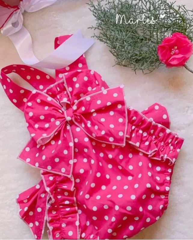 Dotted Romper and Bonnet Practical Men's Quick