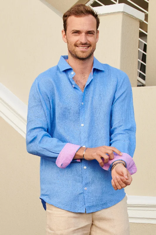 Men's Premium Linen Shirt | Marina Blue Earthy Men's Sustainable 