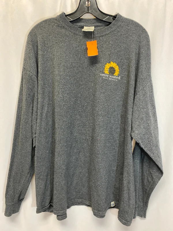 Top Long Sleeve By Simply Southern In Grey, Size: Xxl Bold Men's Statement