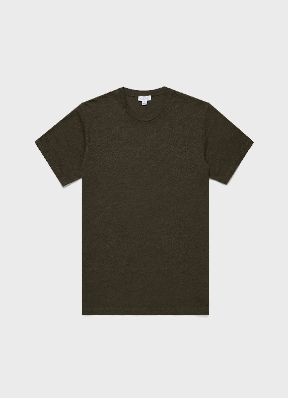 Men's Cotton Linen T-shirt in Pine Green Monochromatic All