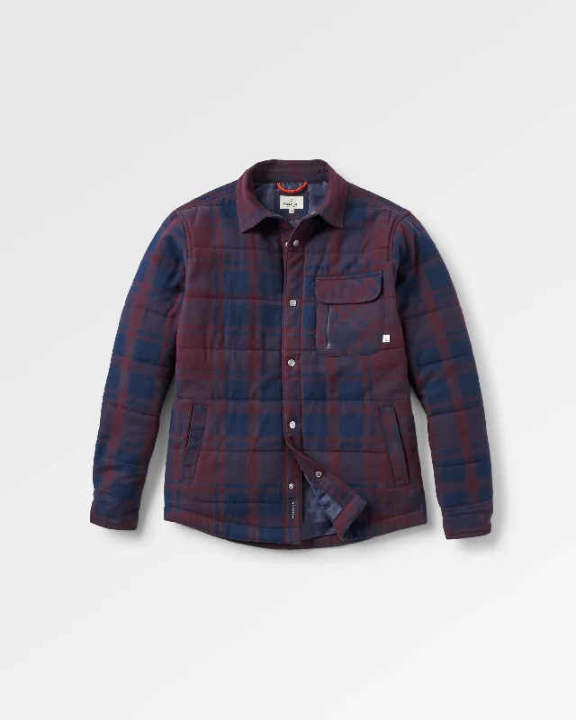 Taranaki Quilted Overshirt - Deep Plum/Deep Navy Check Refined Men's Classic 