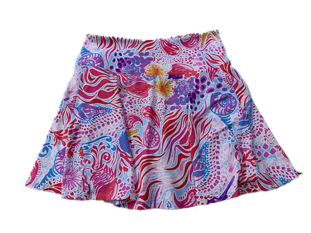 G Lifestyle 16-Inch Back Yoke Ruffle Skort - Pink Sea Wave Cool Men's Skate