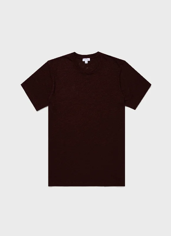 Men's Cotton Linen T-shirt in Raisin Cclassic Men's Tweed