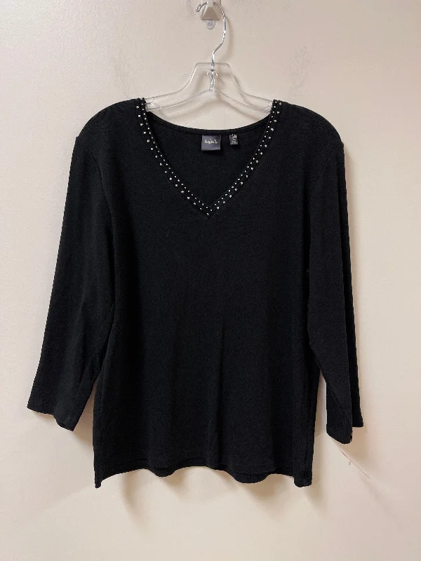 Top Long Sleeve By Rafaella In Black, Size: Xl Tailored