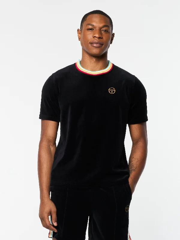 Slice T-Shirt- Black/ Black Polished Men's Silk