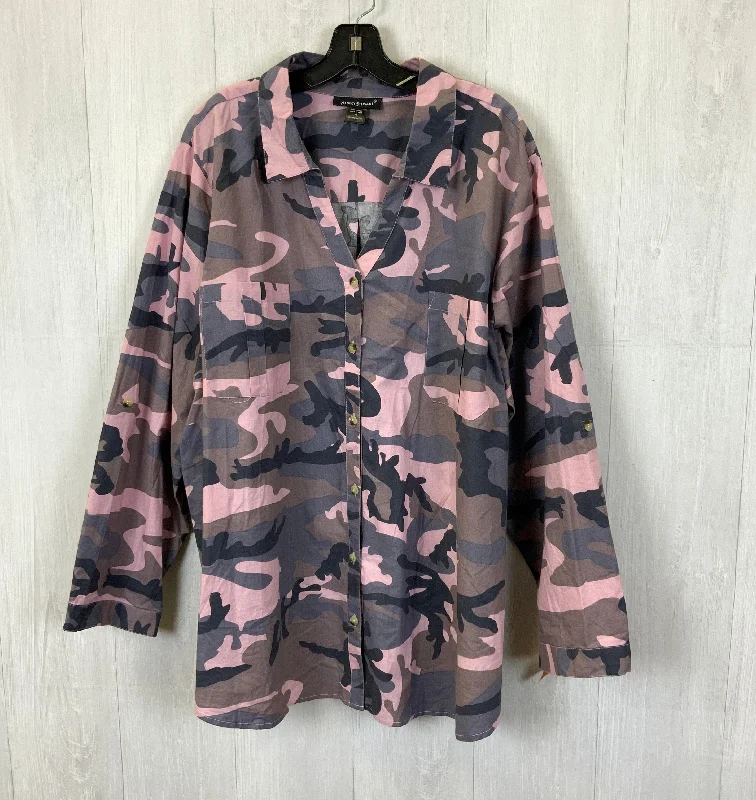 Top Long Sleeve By Ashley Stewart In Camouflage Print, Size: 4x Refined Men's Velvet