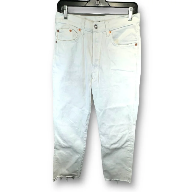 White Jeans Flared Mng, Size 4 Trendy Men's Oversized