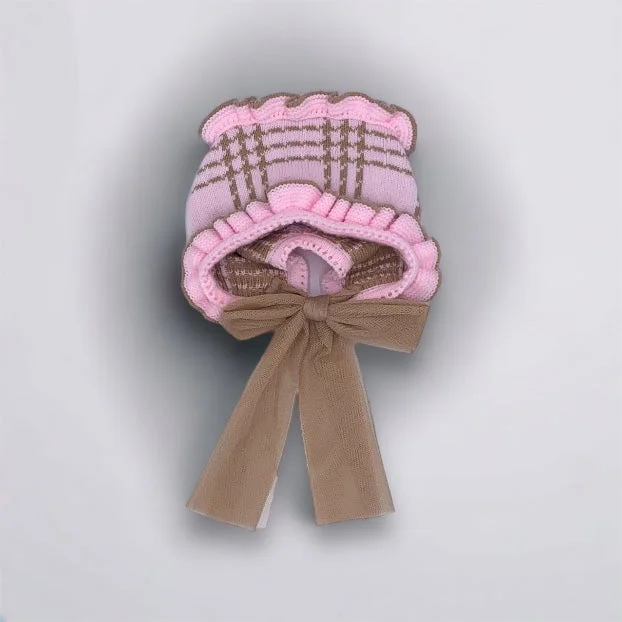 Pink and Camel Winter Knit Bonnet Cool Men's Distressed