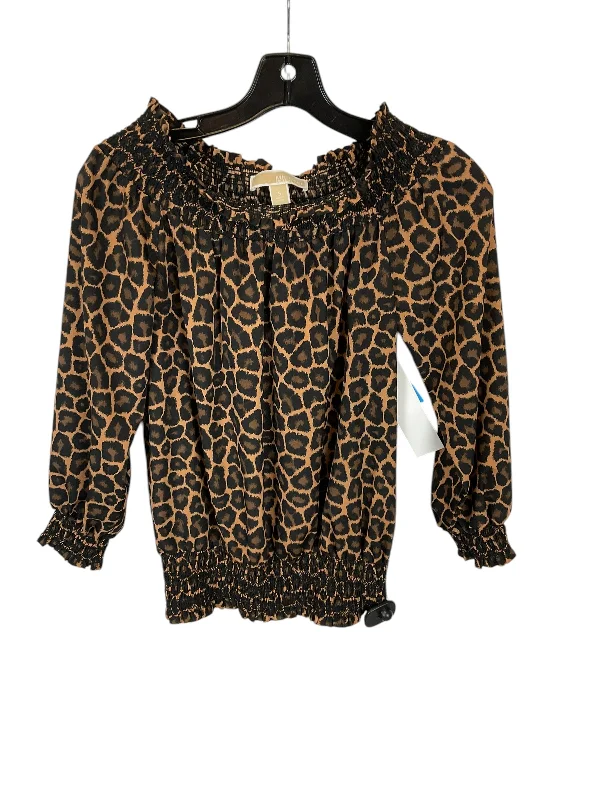 Top Long Sleeve Designer By Michael By Michael Kors In Animal Print, Size: S Unique Men's Patch