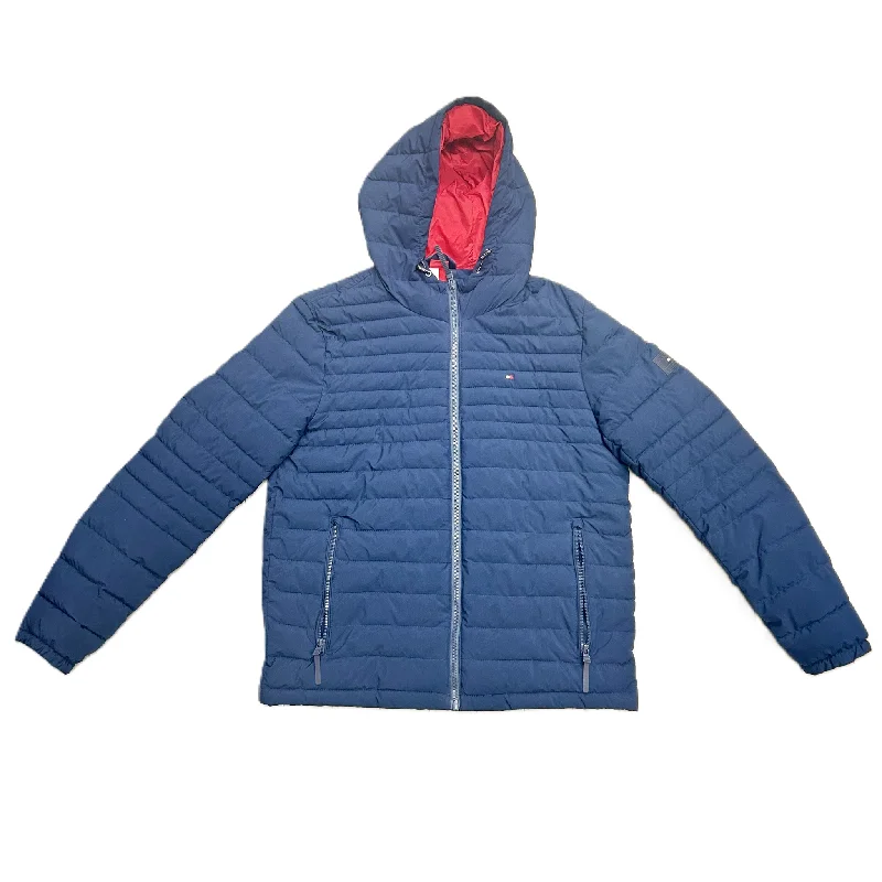 Coat Puffer & Quilted By Tommy Hilfiger In Navy, Size: M Sleek Men's Contemporary 