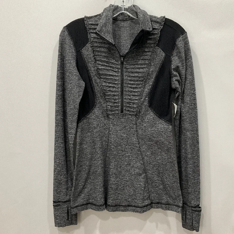 Athletic Top Long Sleeve Crewneck By Lululemon In Black & Grey, Size: 8 Casual Men's Japanese 