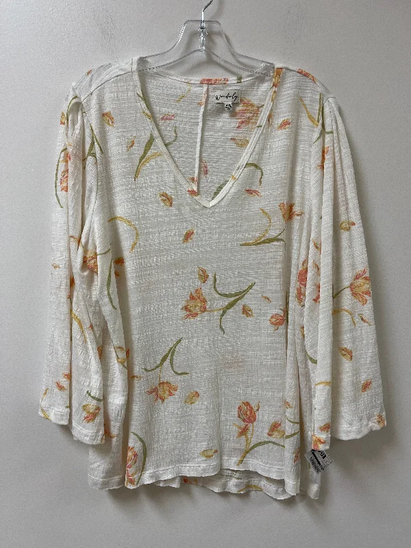 Top Long Sleeve By Wonderly In Floral Print, Size: 2x Streetwear Style