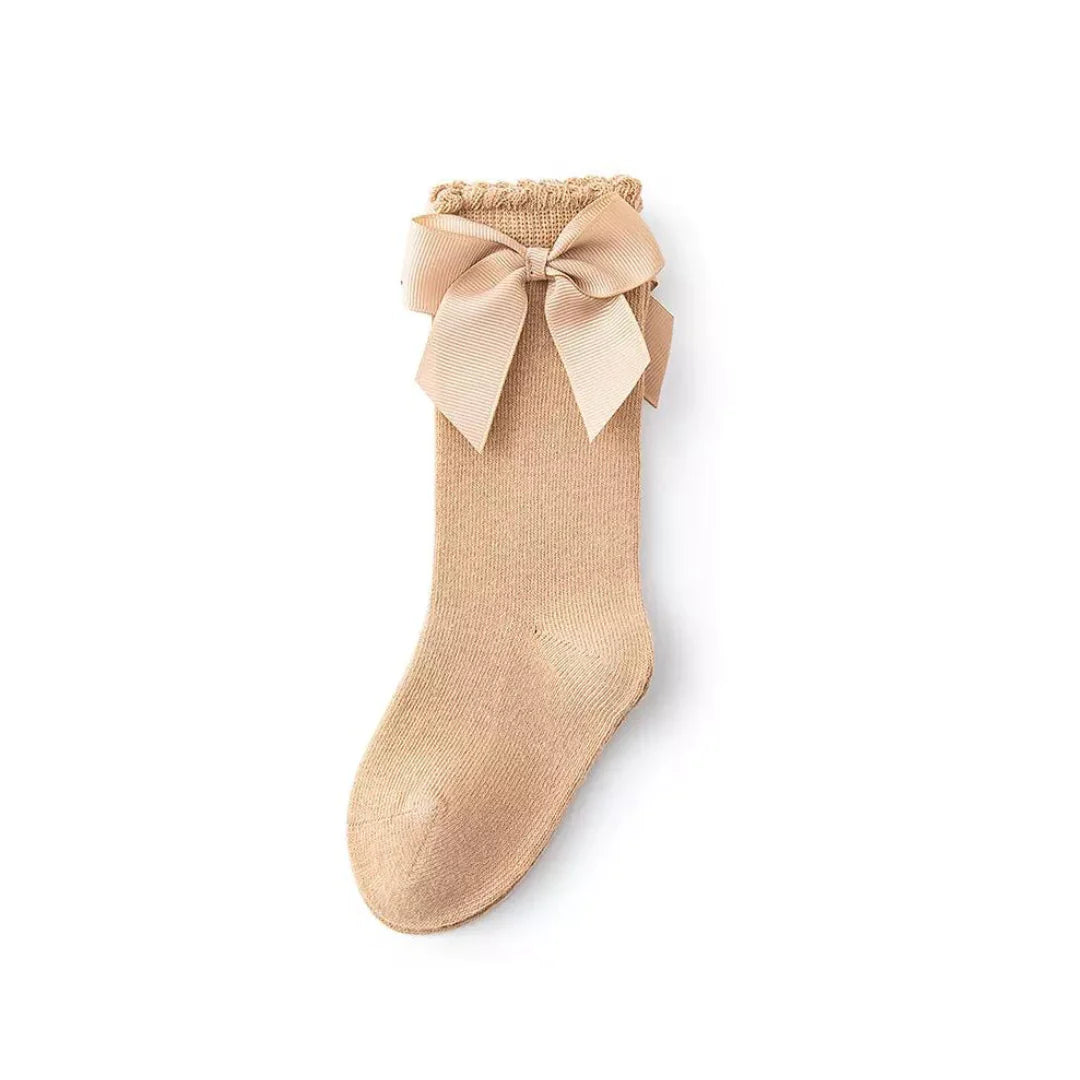 Cotton Taupe Bow Sock Masculine Men's Thick