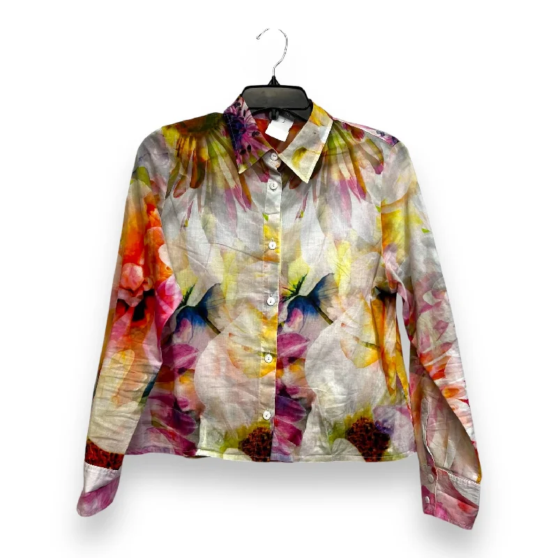 Top 3/4 Sleeve By Clothes Mentor In Floral Print, Size: S Masculine Men's Thick