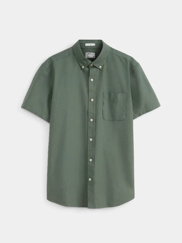 The Jasper Short Sleeve Oxford Shirt in Laurel Green Elegant Men's Cashmere