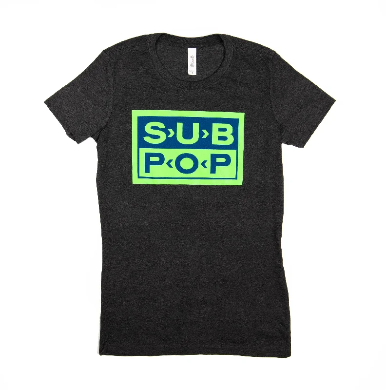 Women's Logo Dark Heather Grey w/Blue and Green T-Shirt Monochromatic Office Style