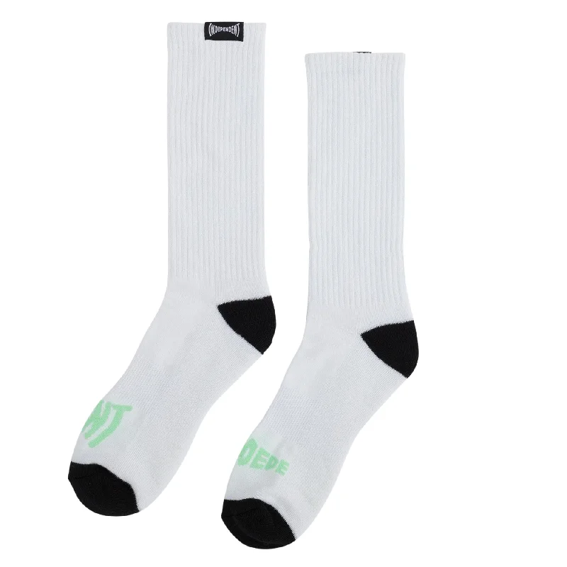 Independent Span Split Crew Socks White/Black/Mint Minimalist Men's Casual 