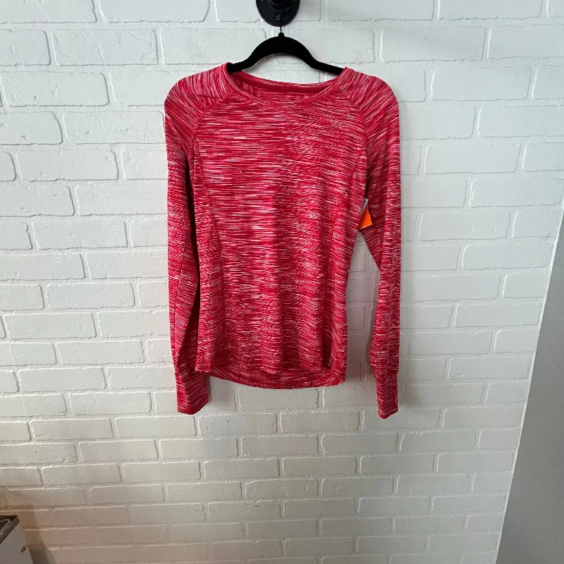 Athletic Top Long Sleeve Crewneck By  koppen In Pink & Red, Size: S Trendy Men's Scandinavian