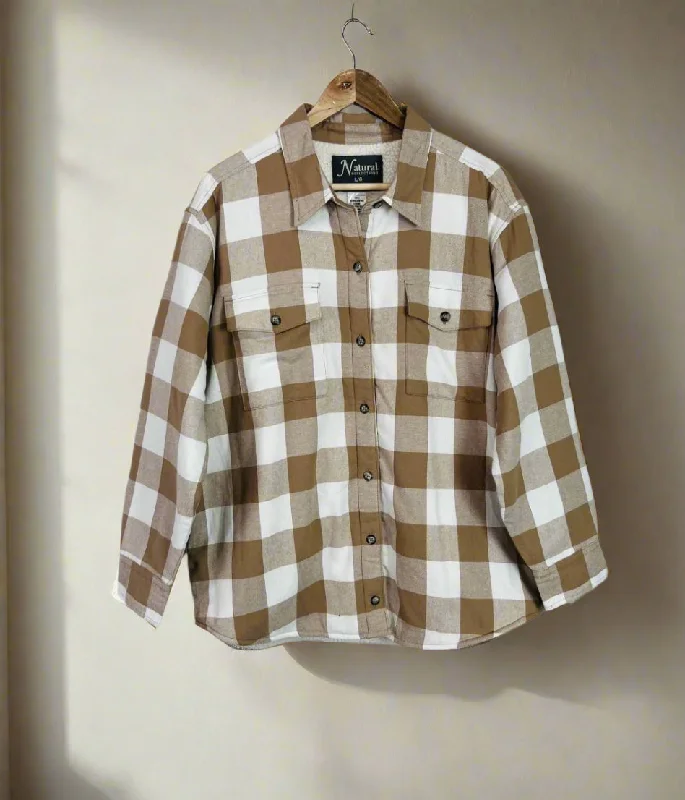 Ivory Sherpa Checked Shirt Trendy Men's Bucket