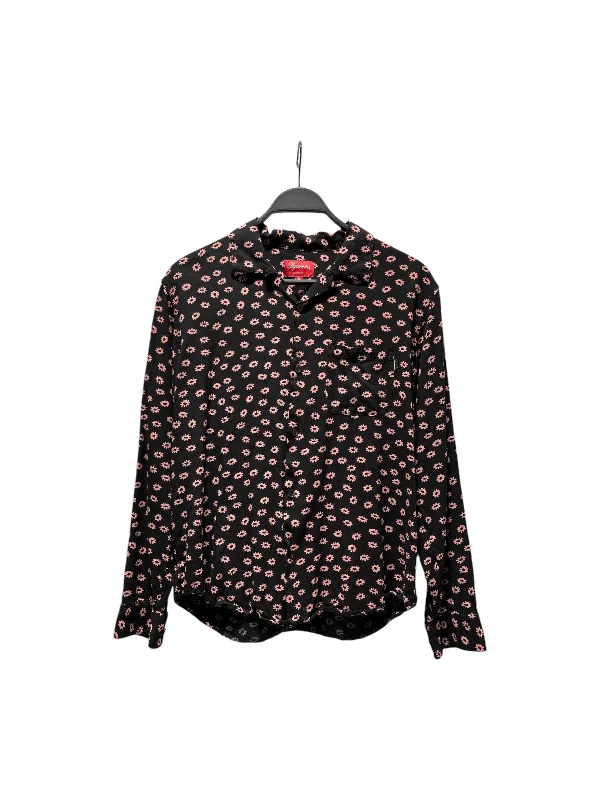 Supreme/SS Shirt/M/Cotton/BLK/Floral Pattern/ Polished Men's Satin