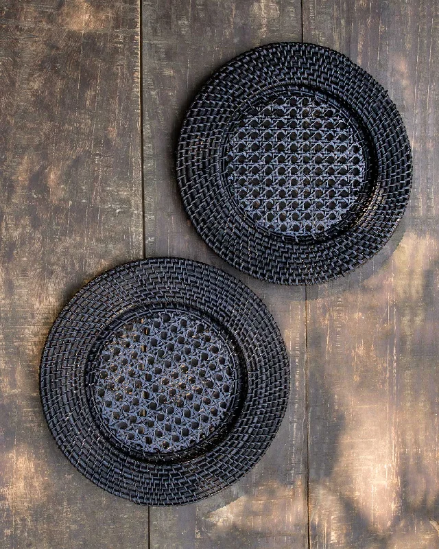 Black Rattan Charger (Set of 2) Cool Men's Distressed