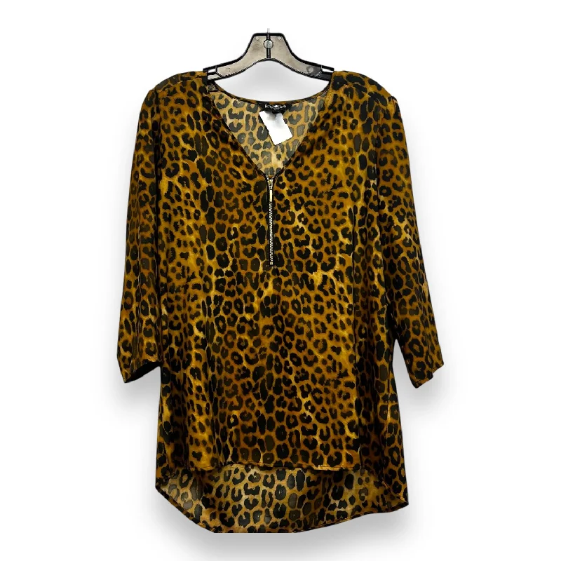 Top Long Sleeve By Express O In Leopard Print, Size: L Sporty Men's Athleisure 