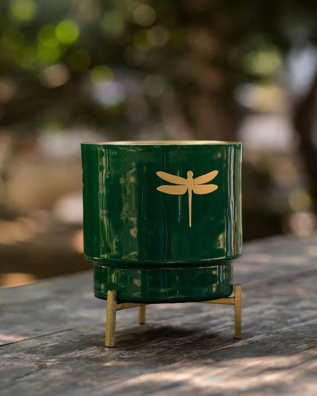 Emerald Dragonfly Planter Stylish Men's Tropical 