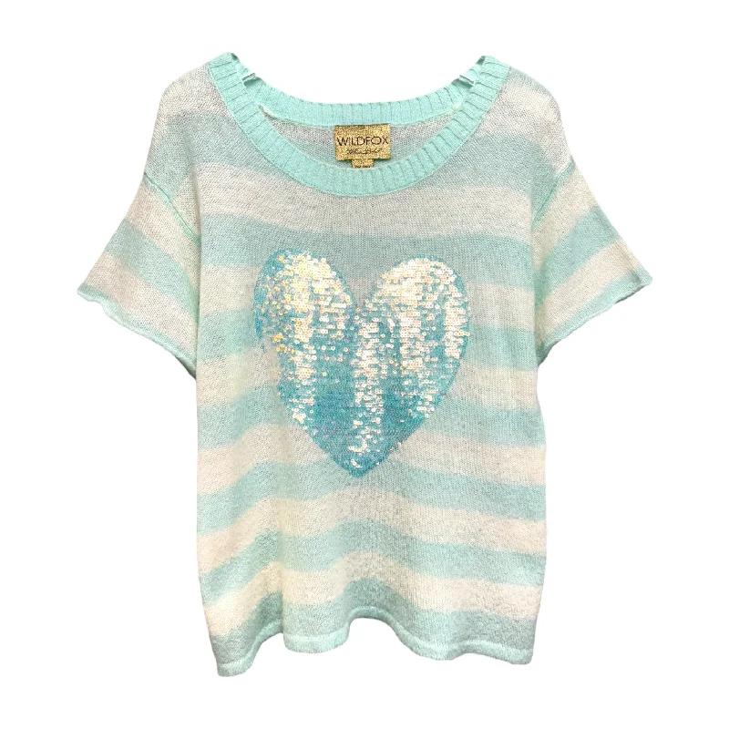 Sequin Heart Sweater Short Sleeve By Wildfox In Striped Pattern, Size: S Vacation