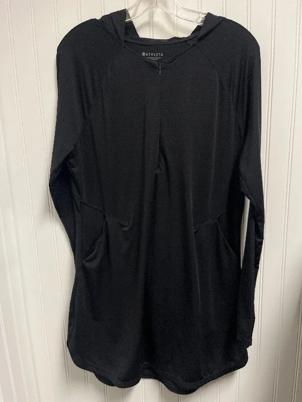 Athletic Top Long Sleeve Hoodie By Athleta In Black, Size: L Practical Men's Quick