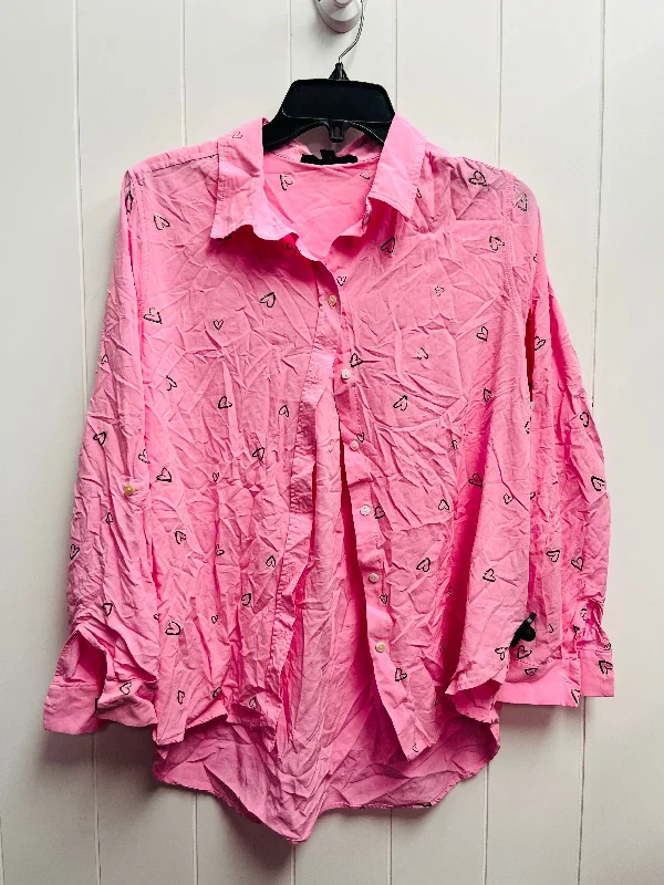 Top Long Sleeve By Jane And Delancey In Pink, Size: Xl Traditional Men's Country