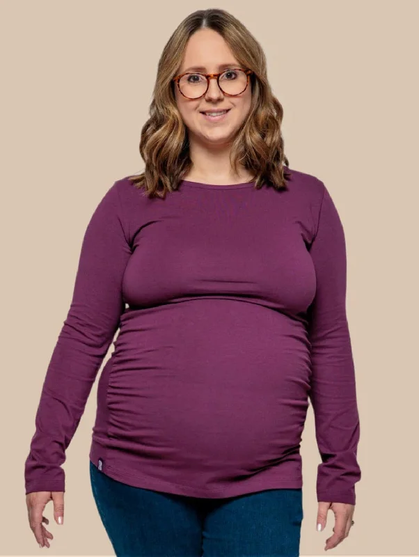 Maternity Cotton Long Sleeve Top | Plum Sporty Men's Athleisure 