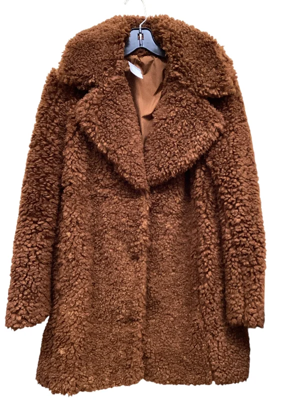 Coat Faux Fur & Sherpa By Clothes Mentor In Brown, Size: M Modern Men's Geometric